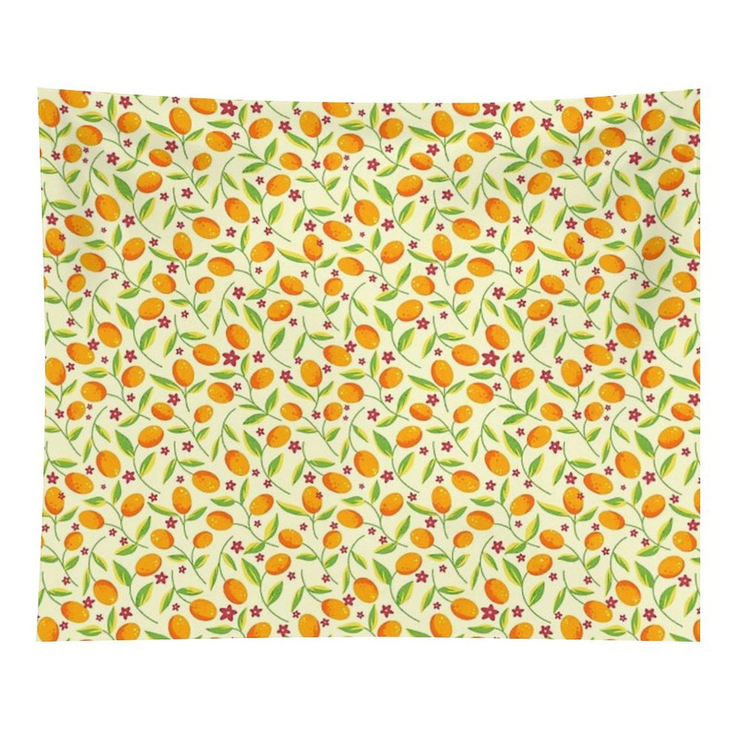 Orange Citrus Floral Pattern – Seamless Summer Fruit Botanical Illustration Tapestry