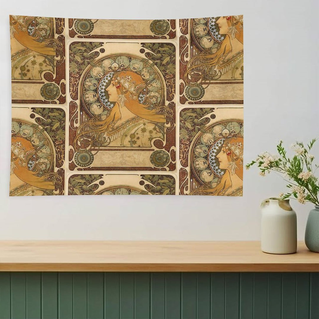 Zodiac Lady Art Nouveau Vintage Art - Alphonse Mucha Tapestry