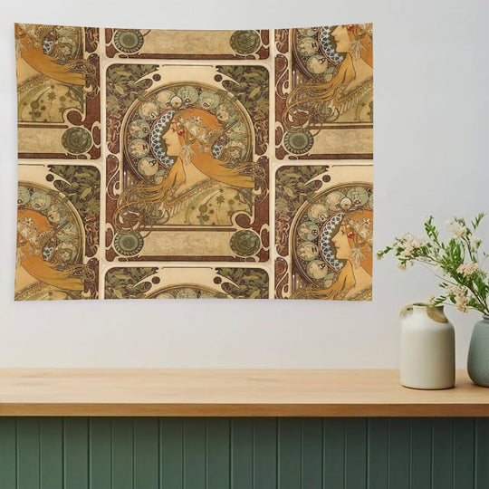 Zodiac Lady Art Nouveau Vintage Art - Alphonse Mucha Tapestry