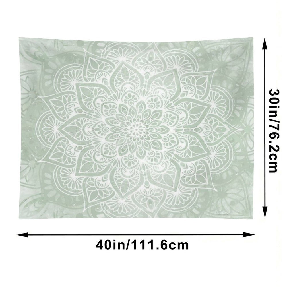 Mandala, Yoga Love, Sage Green, Boho Art Tapestry