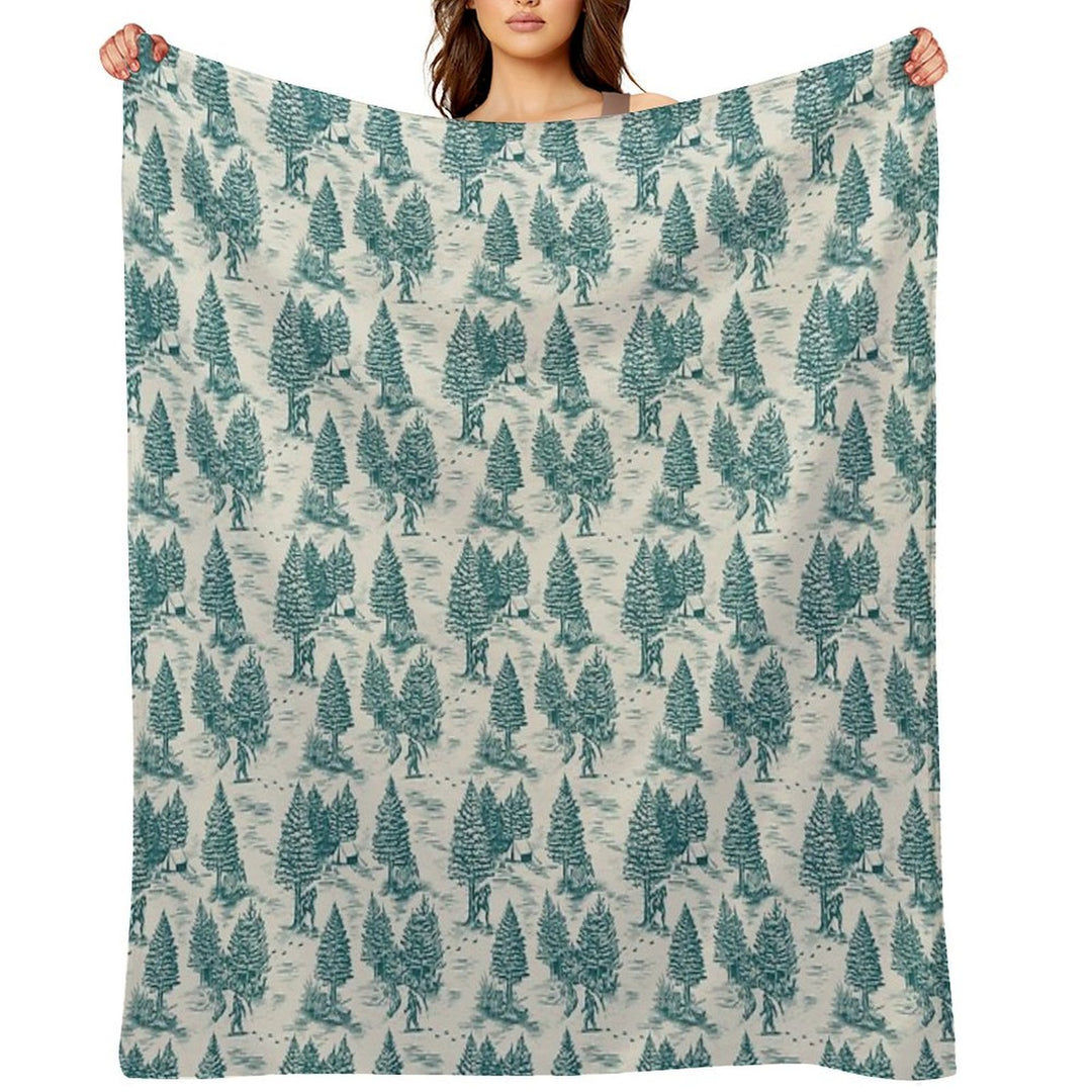 Bigfoot  Sasquatch Toile De Jouy in Teal Compact Throw Blanket