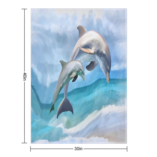 Playful Dolphins Wrinkle-free Throw Blanket