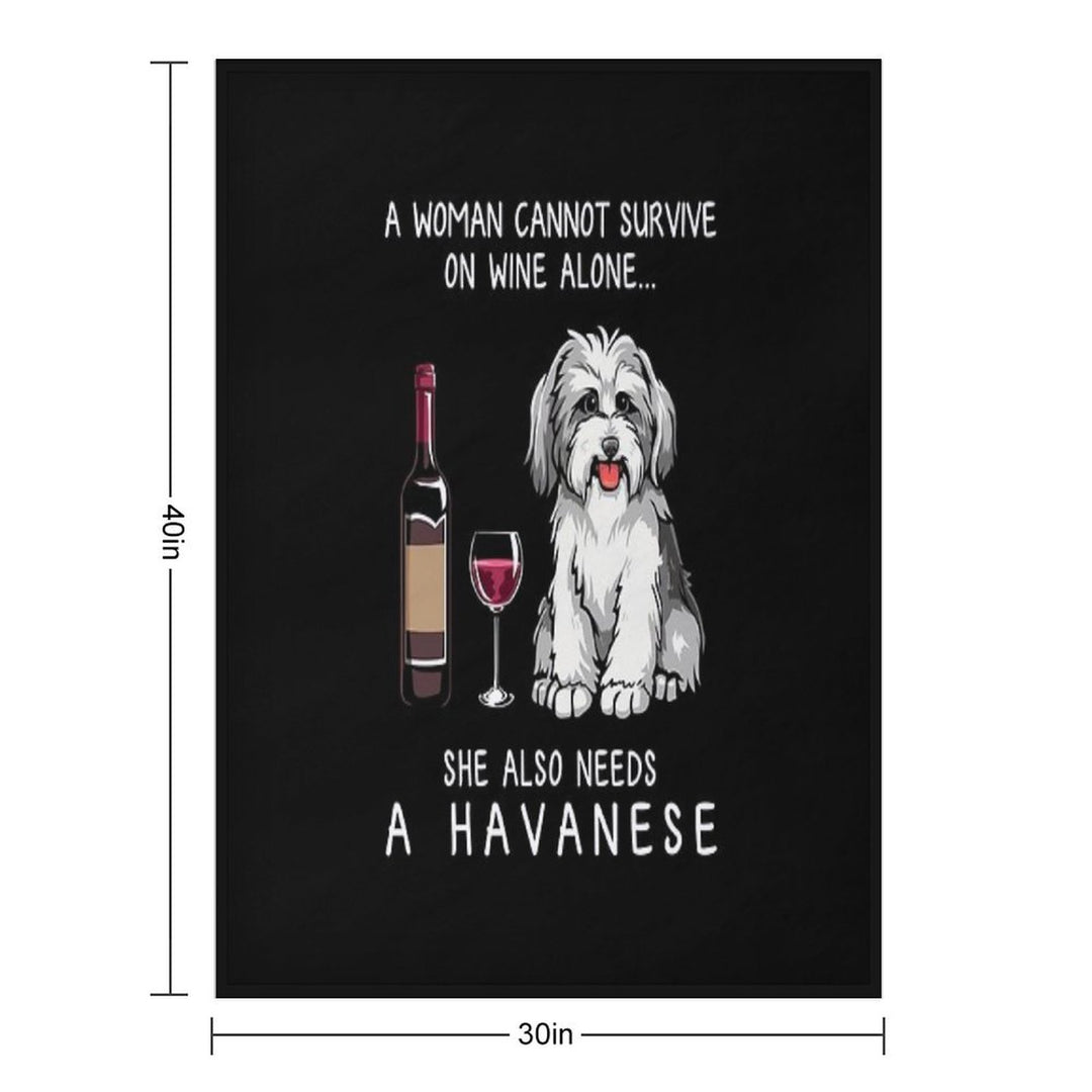 Havanese And Wine Funny Dog Wrinkle-free Throw Blanket