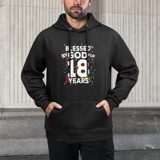 Womens Blessed By God For 18 Years Happy 18th Birthday Breathable Fabric Hoodie
