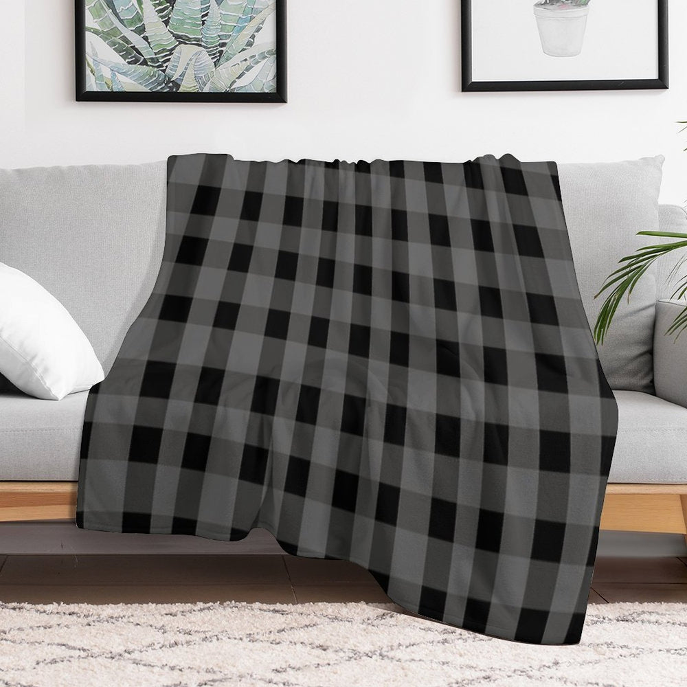 Black Pop Plaid Wrinkle-free Throw Blanket