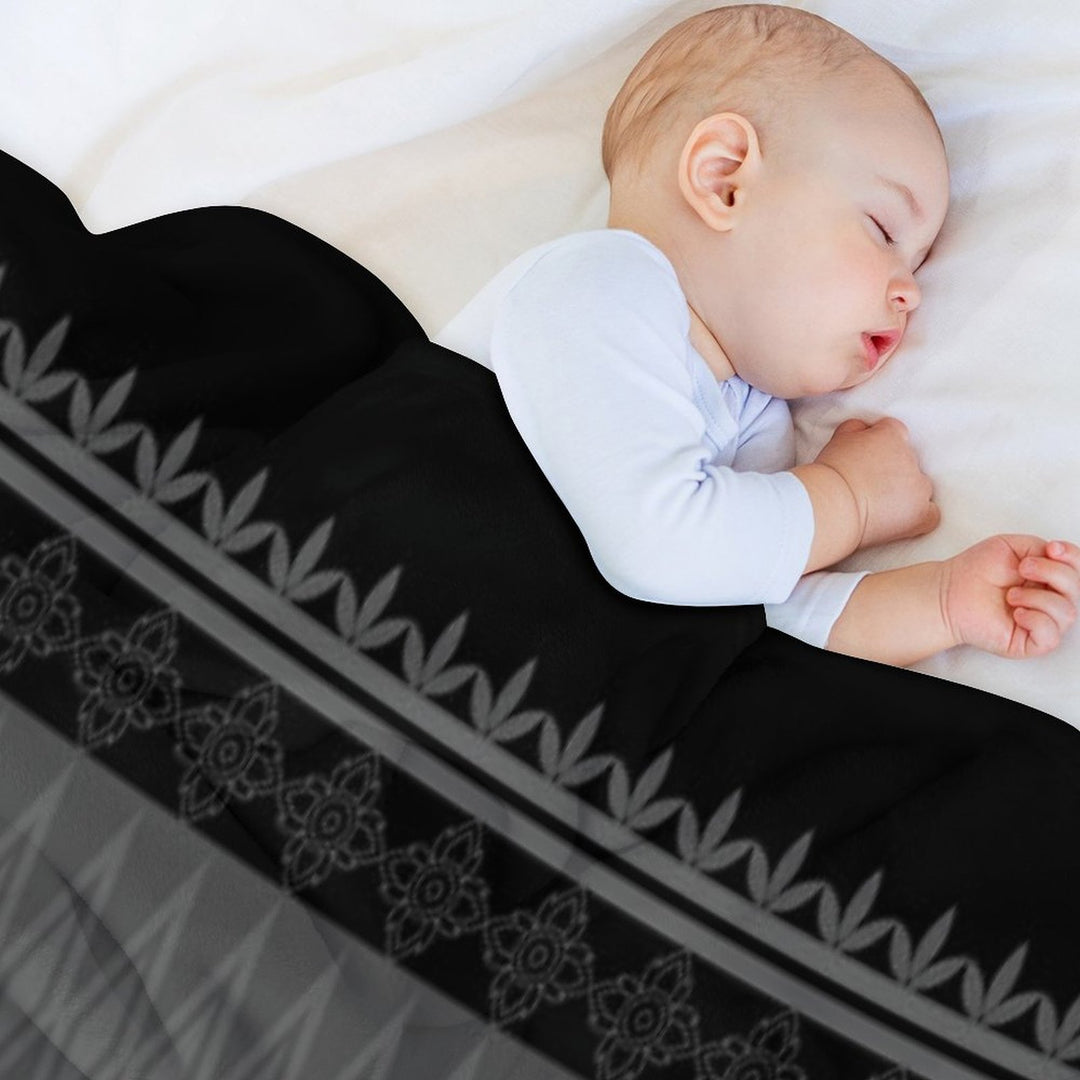 Geometric Ethnic Pattern Oriental in Black And Gray Comfort Throw Blanket