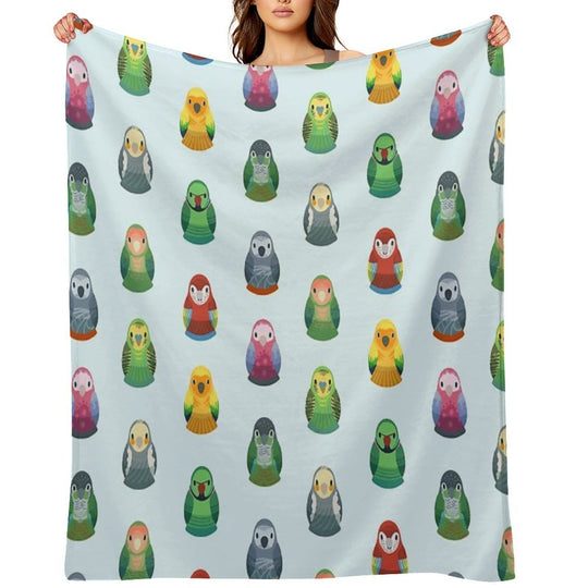 Parrot Nesting Doll Pattern Easy Care Throw Blanket