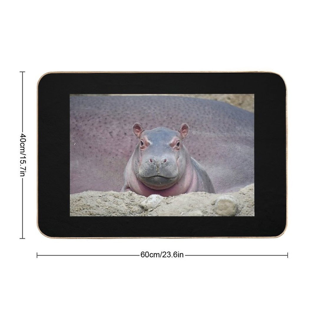 Baby Hippo Fritz at The Cincinnati Zoo  Easy Maintenance Bath Mat