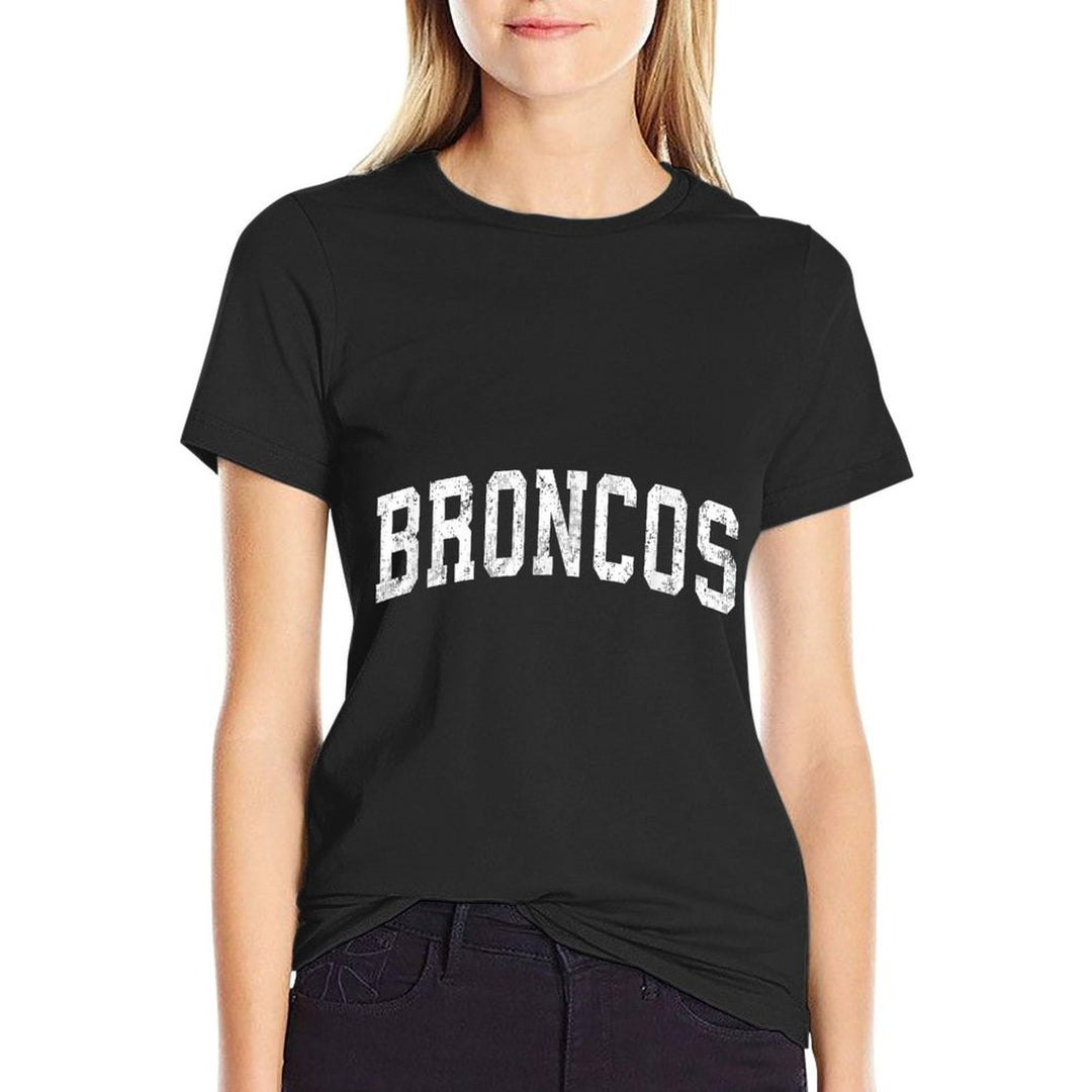 Broncos Mascot Vintage Athletic Sports Name Design  Trendy Pattern T-Shirt