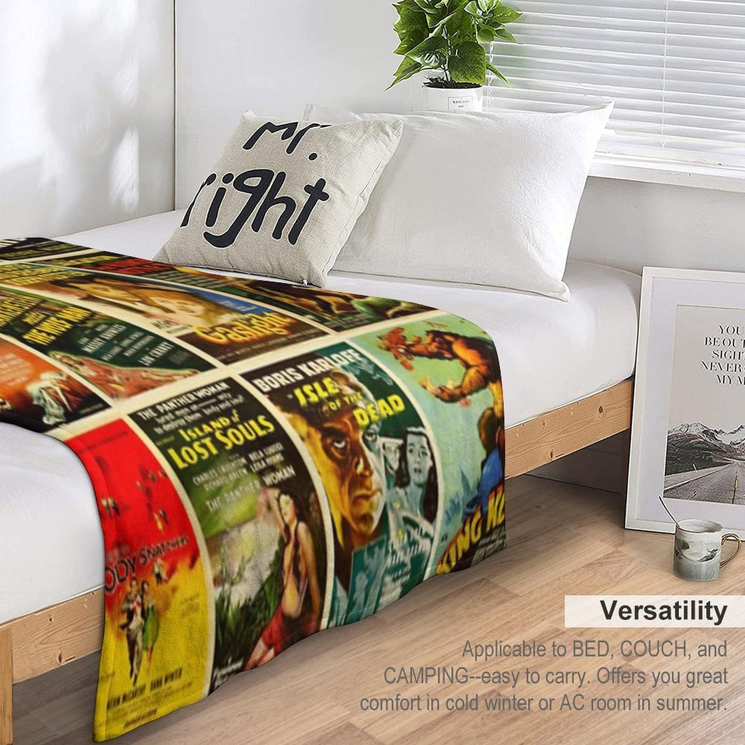 Vintage Classic Horror Monster Movie Posters Velvety-soft Throw Blanket