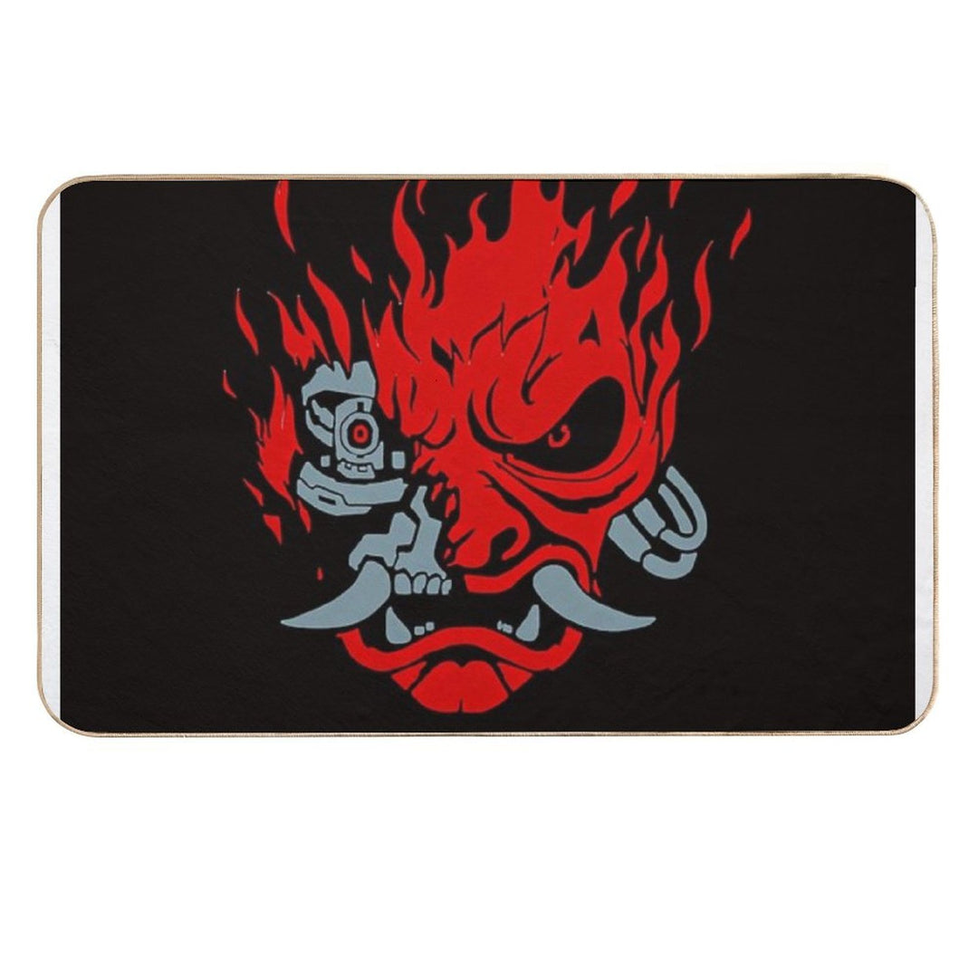 Vintage Samurai Retro Japanese Gaming 2077 Art Game Style  Anti-Trip Bath Mat