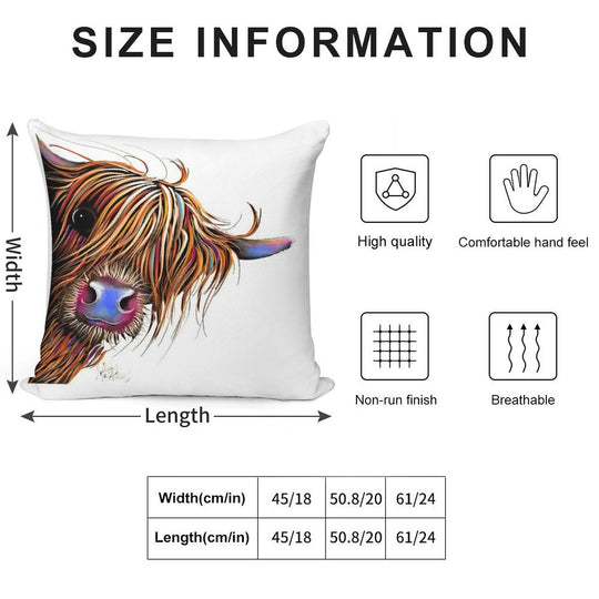 HiGHLaND CoW PRiNT SCoTTiSH ' SuGaR LuMP ' BY SHiRLeY MacARTHuR Soft Shrink-Resistant Throw Pillow