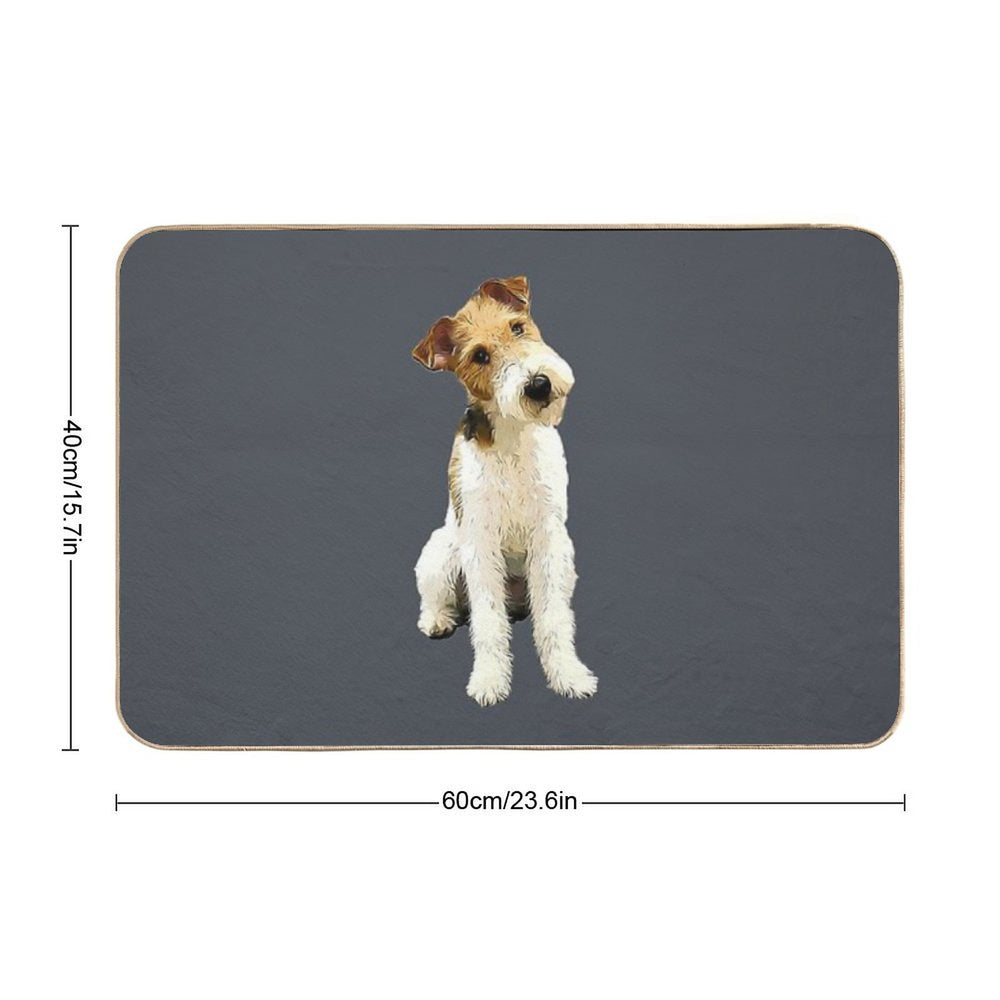 Wire Fox Terrier Head Tilt  Absorbent Bath Mat