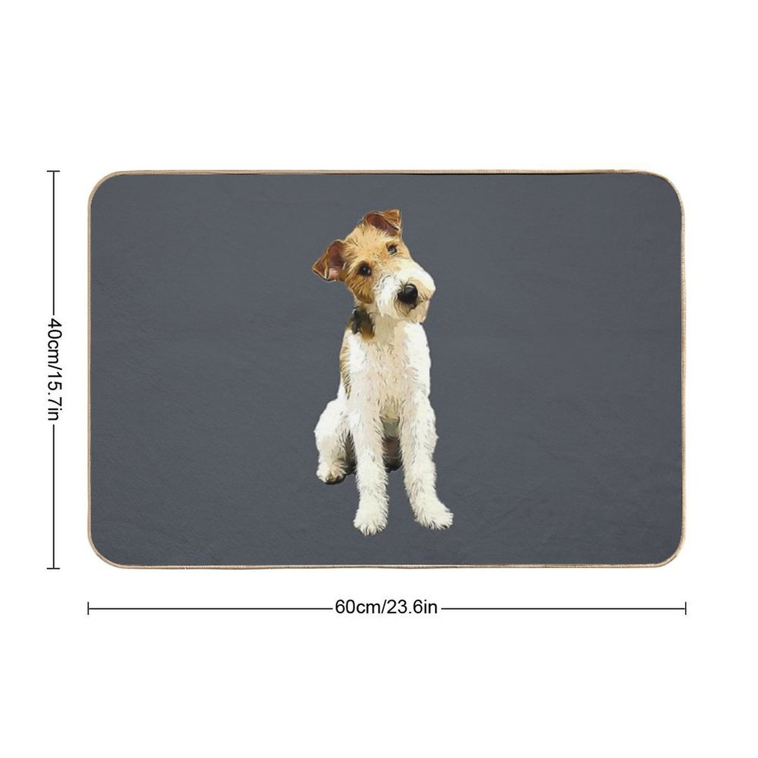 Wire Fox Terrier Head Tilt  Absorbent Bath Mat