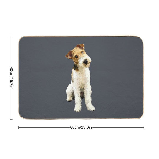 Wire Fox Terrier Head Tilt  Absorbent Bath Mat