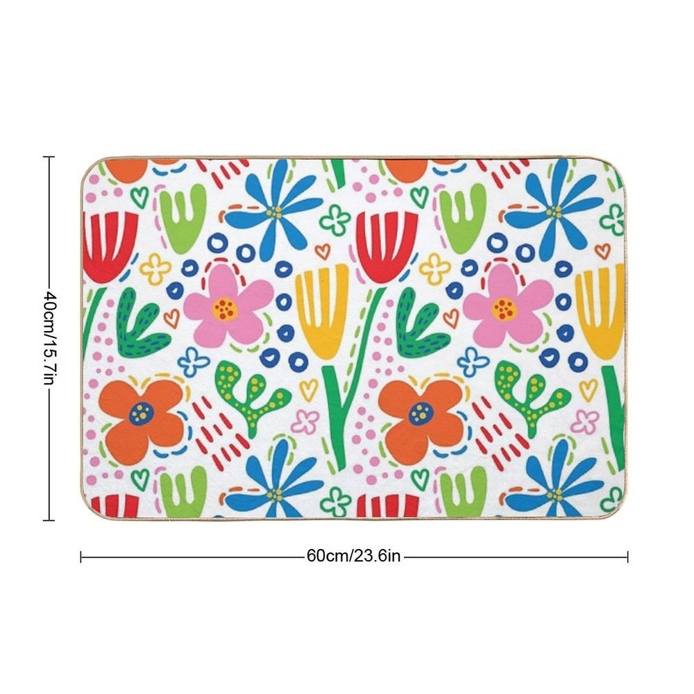 Bright And Colorful Floral Design  High-Traffic Bath Mat