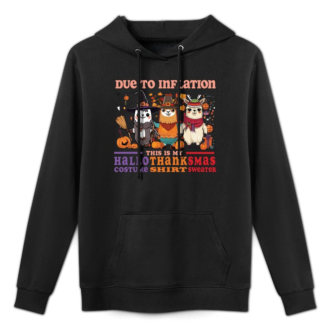 Due To Inflation Halloween Thanksgiving Ugly Christmas Llama Sweatshirt Machine Washable Hoodie