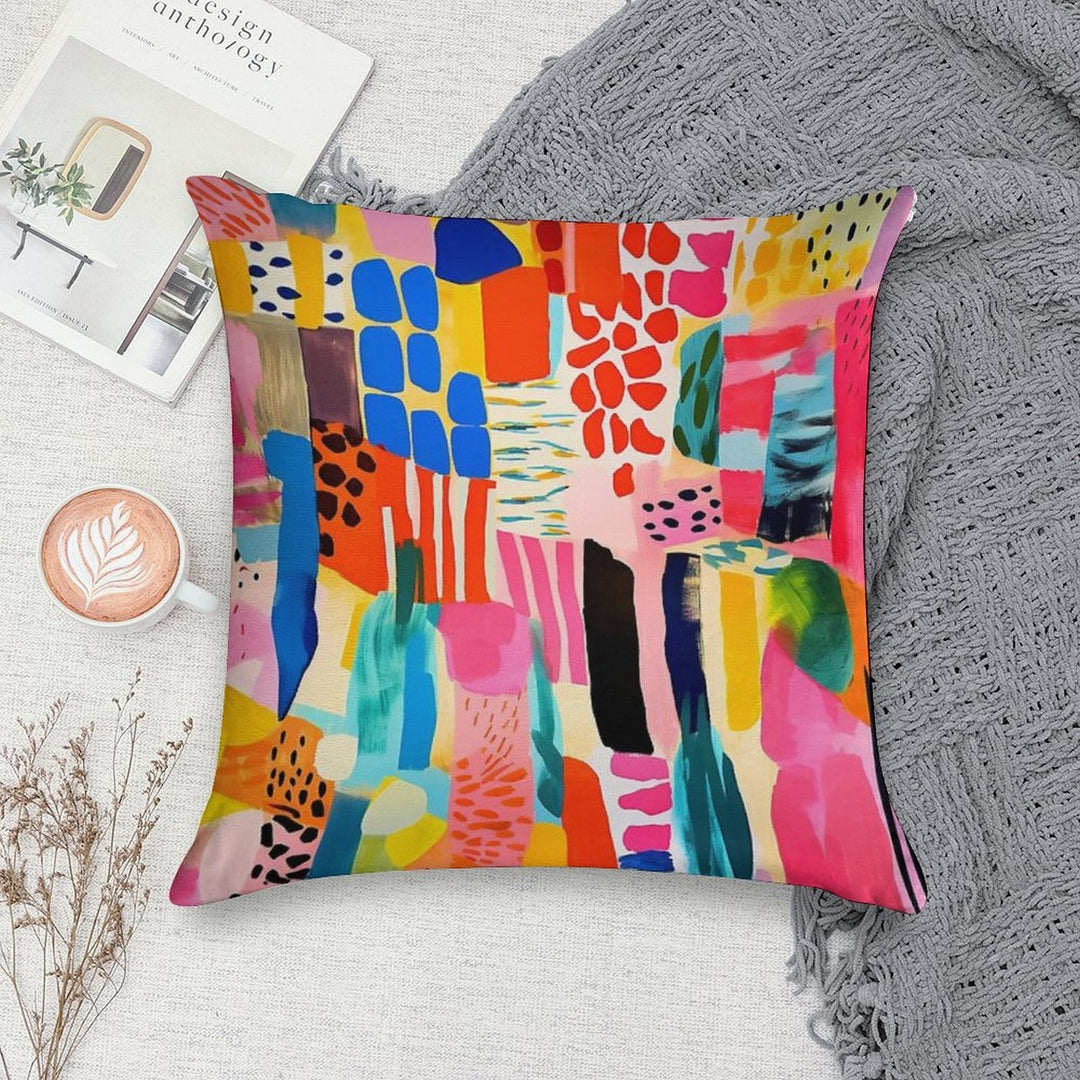 Vibrantly Colorful Trendy Abstract Designs Modern Art Soft Washable Throw Pillow