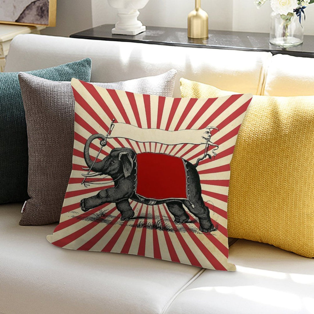 Circus Elephant Vintage Poster Pop Wall Street Art Soft Style Accent Throw Pillow