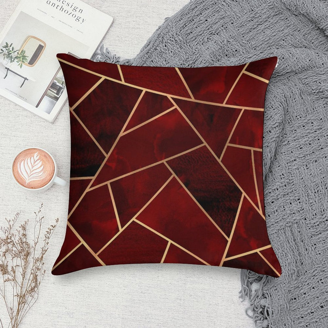 Red & Gold Geo Soft Shrink-Resistant Throw Pillow