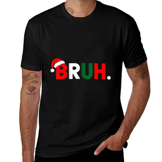 Bruh Funny Christmas for Menns Boys Kids Xmas Pajamas  Lightweight T-Shirt