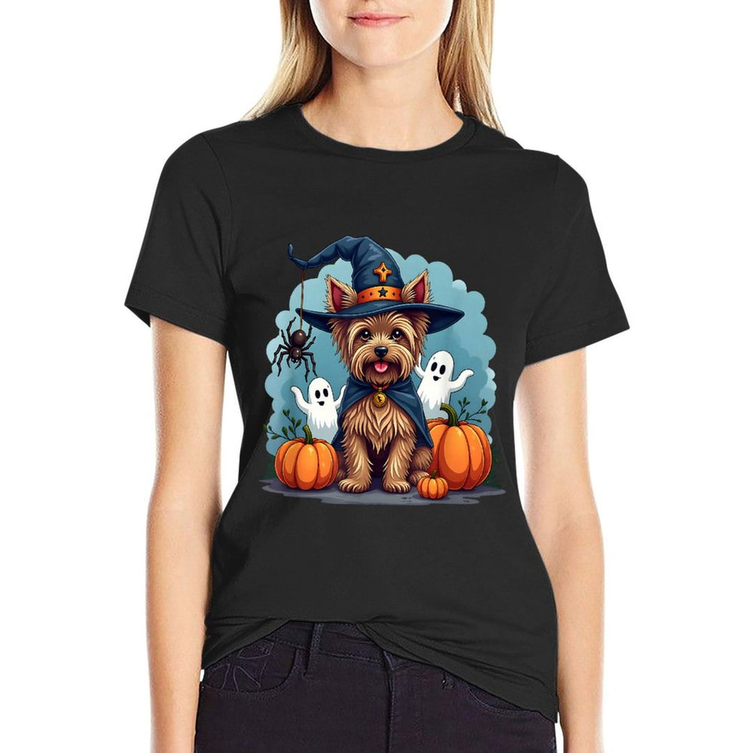 Yorkie, Halloween, Yorkshire Terrier, Witchs Hat  Trendy Pattern T-Shirt