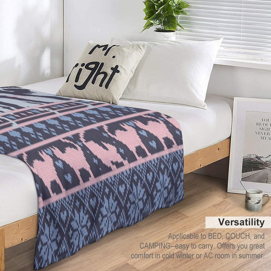 Fair Isle Knitting Cats Love  Dark Violet Background White And Violet Kitties And Details Quick-dry Throw Blanket