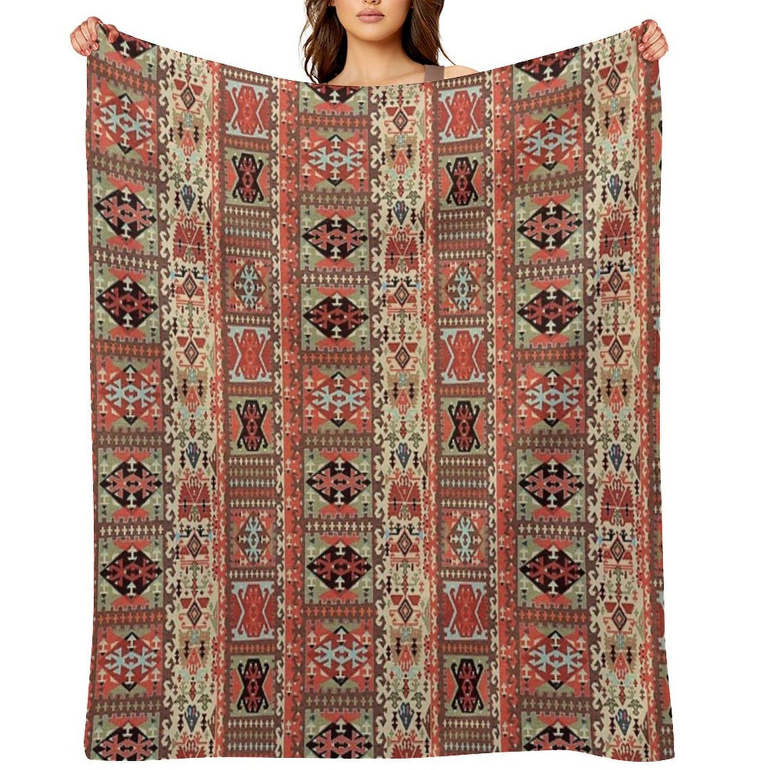 Turkish Kilim Fantasy Magic Carpet Velvety-soft Throw Blanket