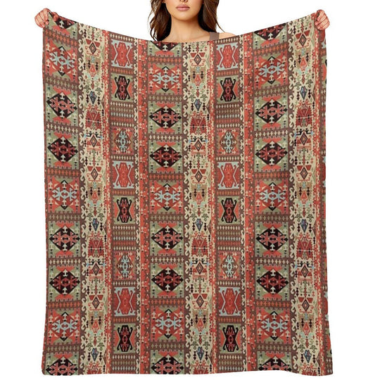 Turkish Kilim Fantasy Magic Carpet Velvety-soft Throw Blanket