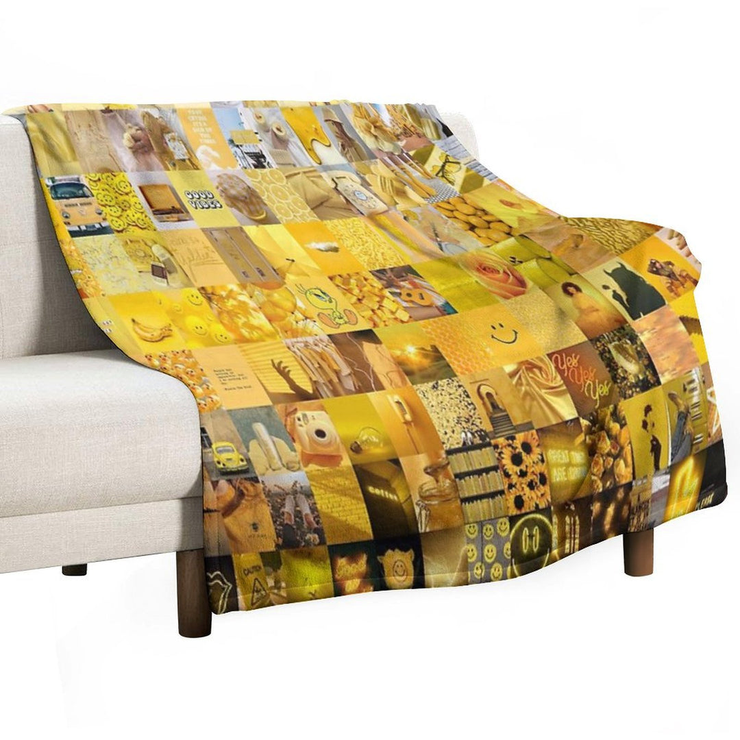 Yellow Vibes Collage Machine-washable Throw Blanket