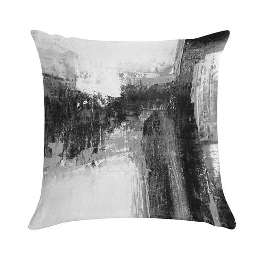 Black White Abstract Soft Shrink-Resistant Throw Pillow