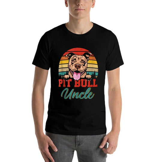 Vintage Retro Pit Bull Uncle Cool Fathers Day Dog Lover  Odor-resistant T-Shirt