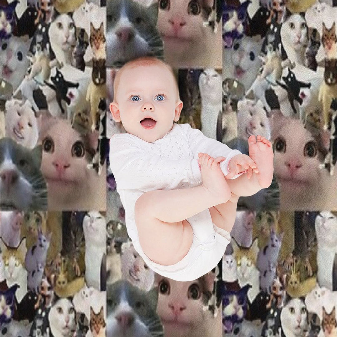 Cursed Cat Collage Anti-pilling Throw Blanket