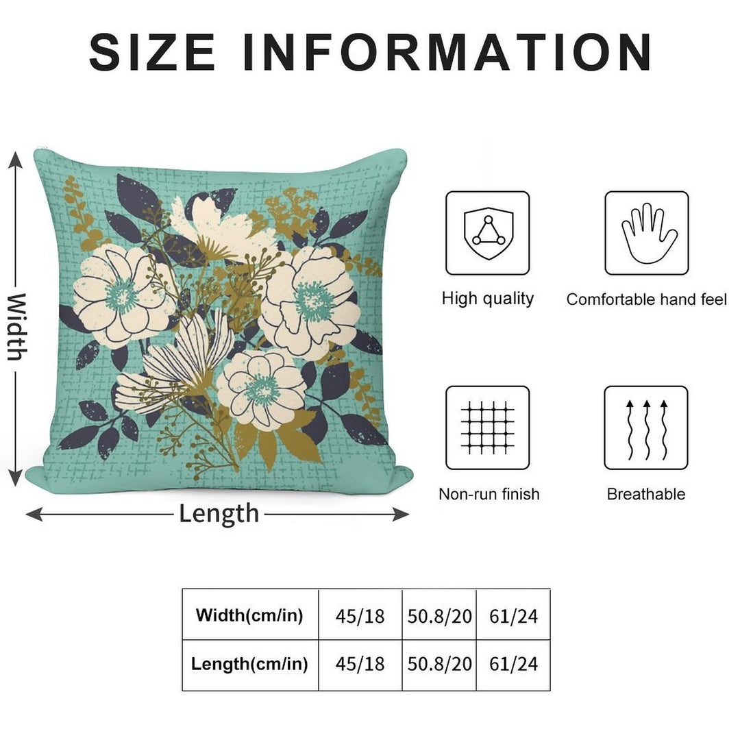 Floral Bouquet ~ on Turquoise Soft Decorative Cover Throw Pillow