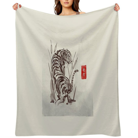 The Old Age Japanese Tiger Gift-ready Throw Blanket