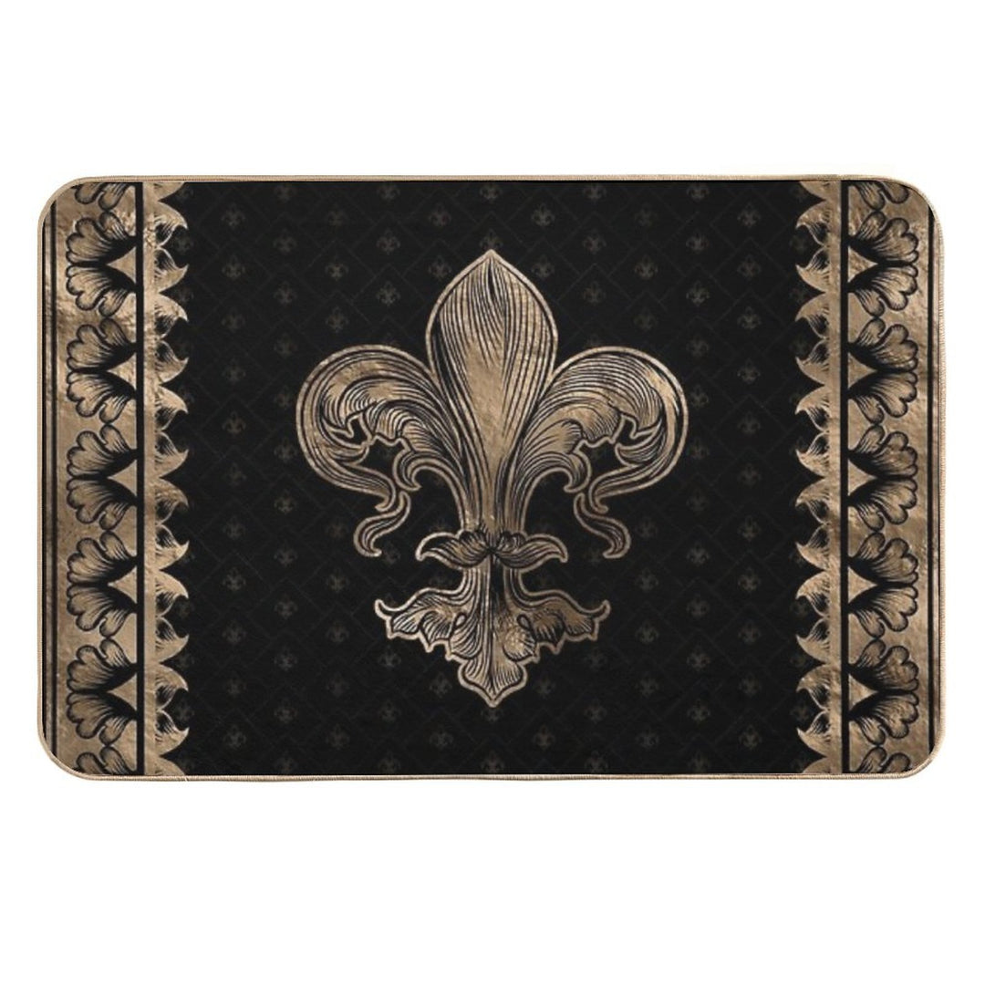 Fleur-de-lis - Black And Gold  Rapid-Drying Bath Mat