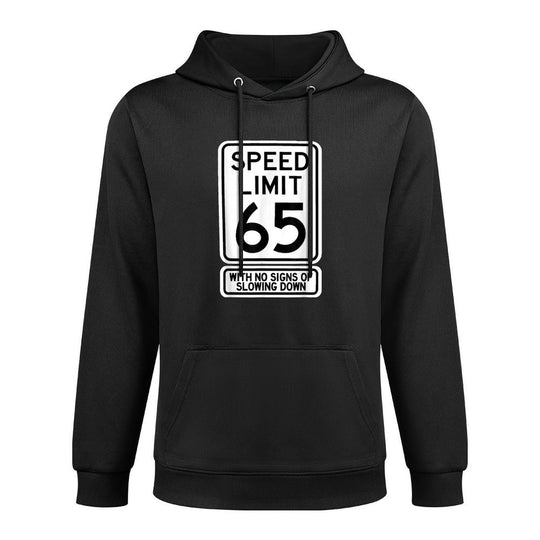 65th Birthday Speed Limit Sign Funny 65 Year Old Mens Womens Adjustable Hood Hoodie