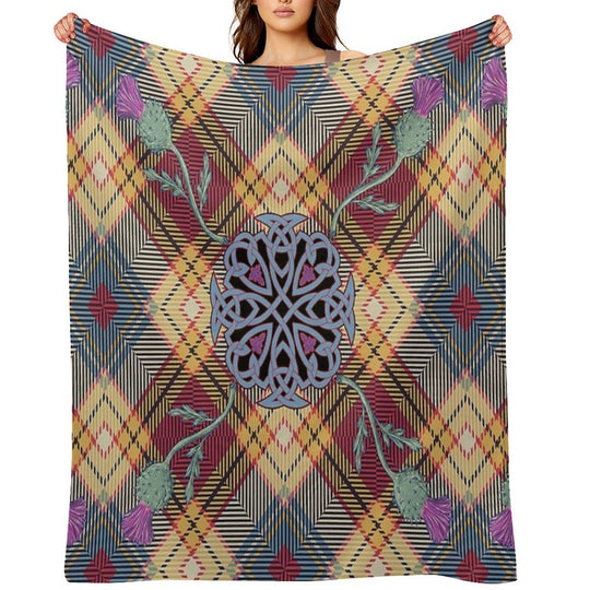 Scottish Thistle Tartan Easy Care Throw Blanket