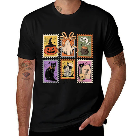 Preppy Vintage Coquette Bow Boojee Ghosts Stamp Halloween  Odor-resistant T-Shirt