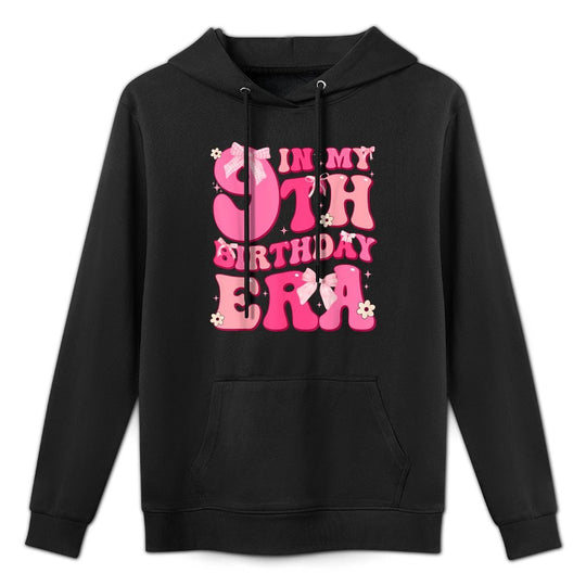 Groovy Birthday Girl Coquette Bow In My 9th Birthday Era Machine Washable Hoodie