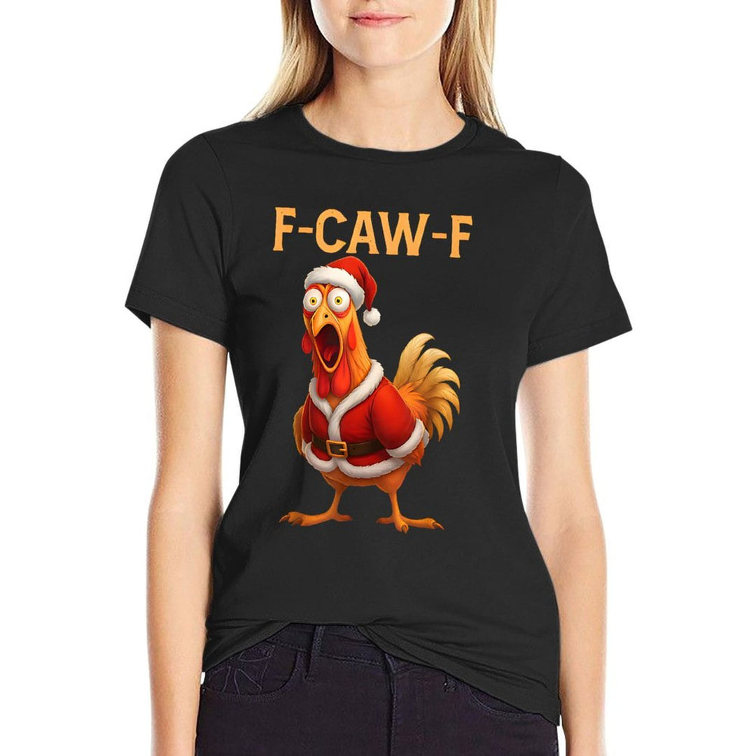 Funny Rooster F-CAW-F Santa Chicken F-CAW-F Christmas  Polyester Blend T-Shirt