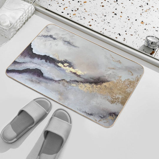 Golden Mist – Abstract Luxury Texture  Repositionable Bath Mat