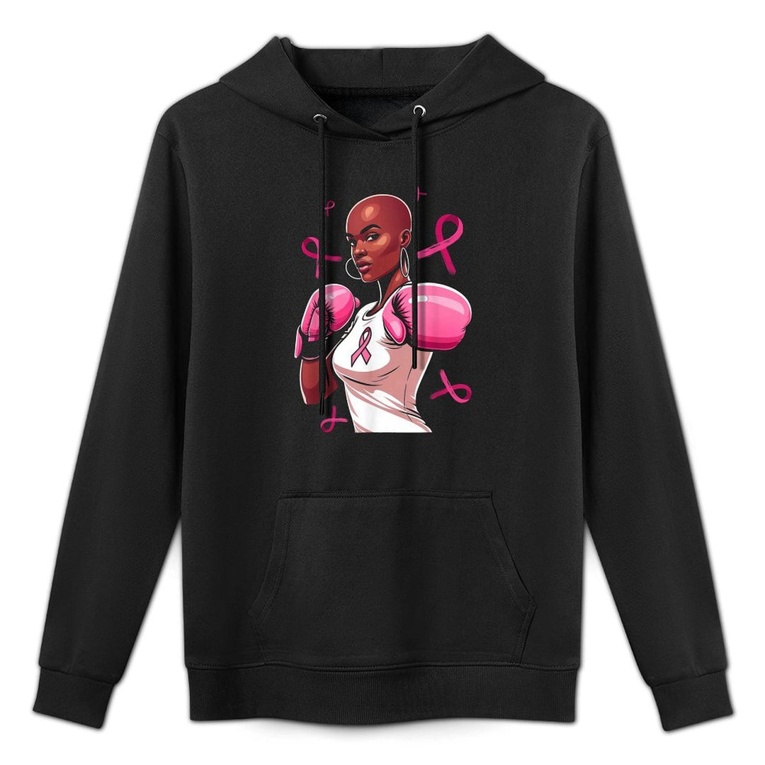 Breast Cancer Awareness African American Afro Pink Ribbon Medium-Weight Fabric Hoodie