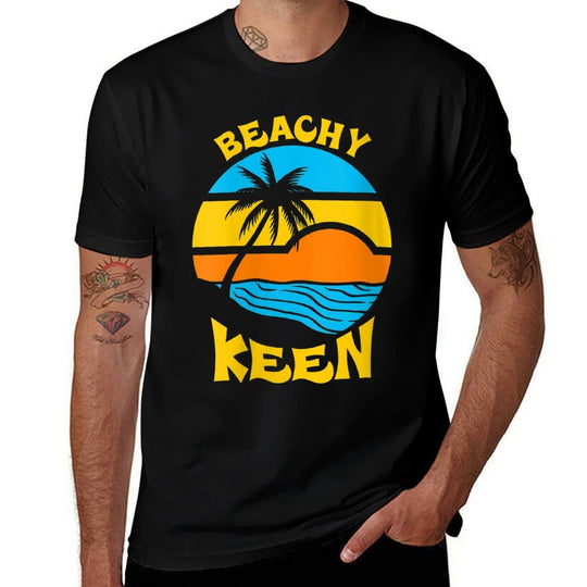 Womens Beachy Keen - Beach Pun Funny Summer  Fade-proof Color T-Shirt