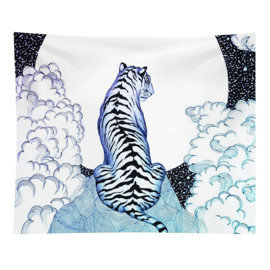Ombre Tiger Moon Tapestry