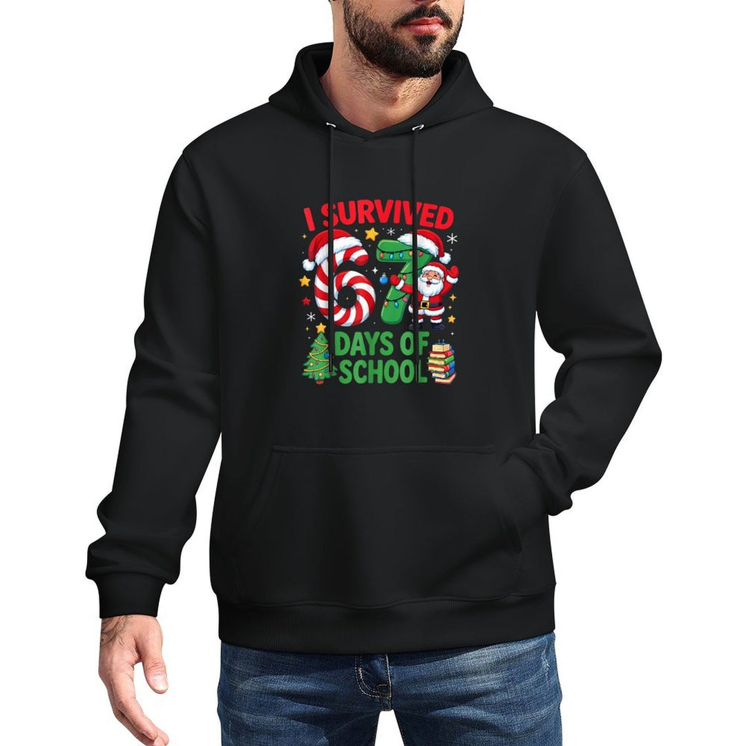 I Survived 67 Days of School Christmas Candy Cane Six Seven Relaxed Fit Hoodie