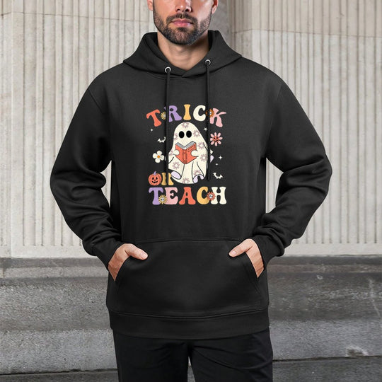 Teacher Halloween Trick Or Teach Floral Ghost Layering Staple Hoodie