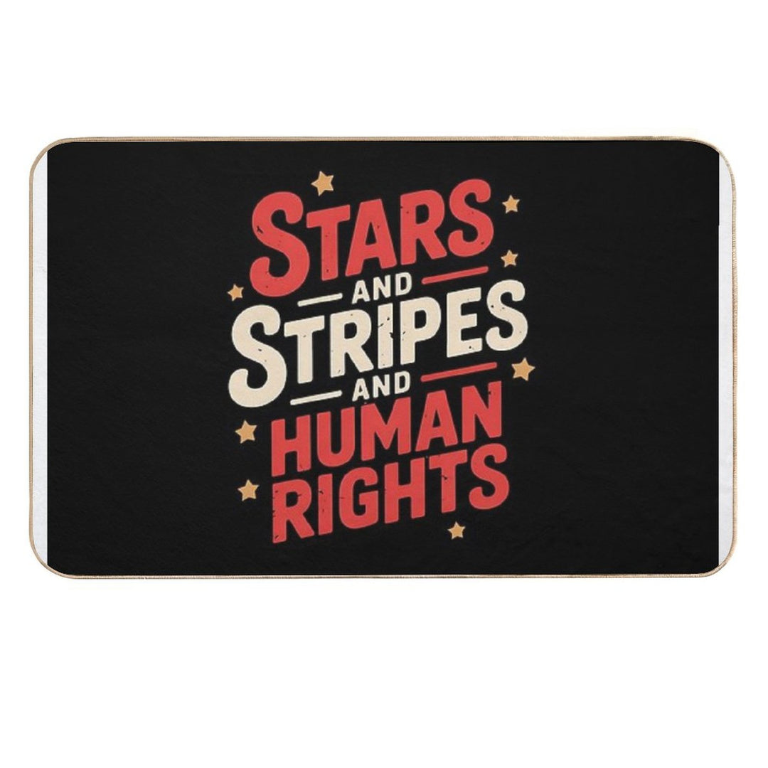 Cute Stars And Stripes And Human Rights Funny 4th Of July  High-Traffic Bath Mat