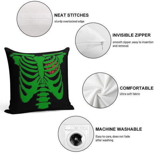 Green Skeleton Soft Easy Maintenance Throw Pillow