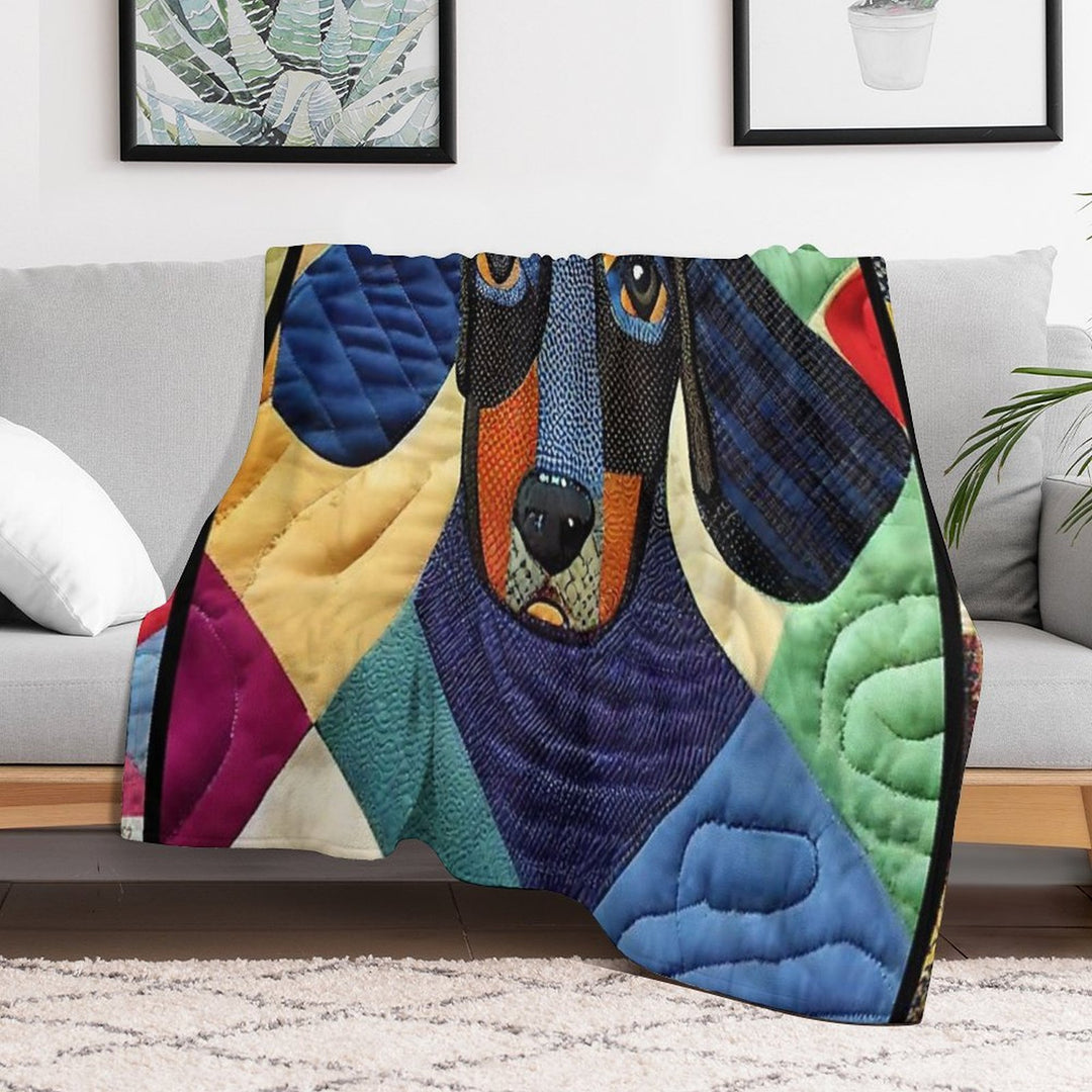 Dachsund Patchwork Quilt Quick-dry Throw Blanket